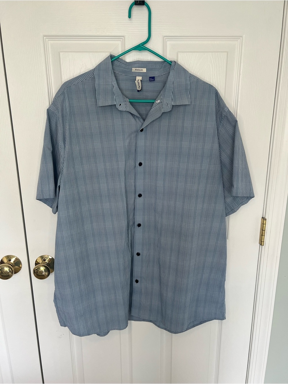 Artefact Short-Sleeve Blue Plaid Button-Up Shirt